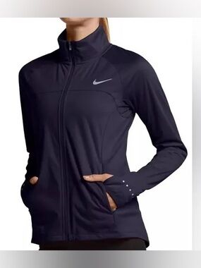 🖤 Nike Shield Full Zip Running Jacket ✨ Black Reflective Activewear Size M